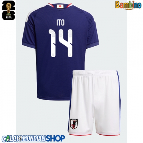 Maglie da calcio Giappone Junya Ito #14 Prima Maglia Bambino Mondiali 2026  Manica Corta + Pantaloni corti)